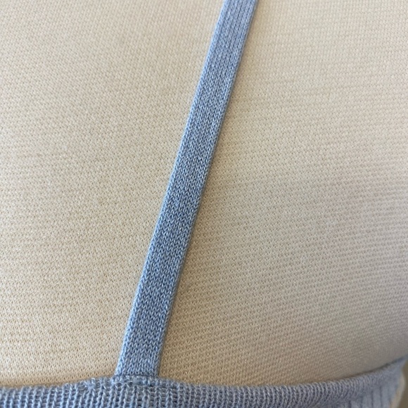 Zara Midi Pastel Striped Ribbed Knit Dress Blue White Beige Spaghetti Strap Sz L - Picture 4 of 16